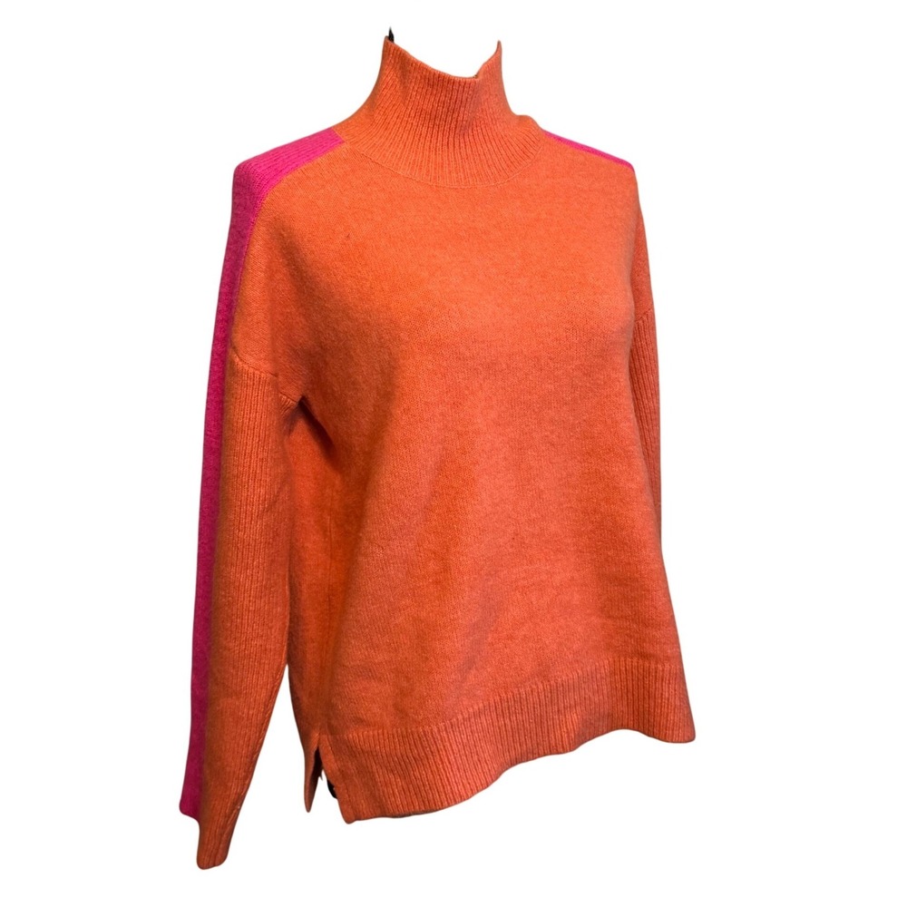 THML Womens Wool Colorblock Pullover Turtleneck Rebeka Sweater Orange Size XS